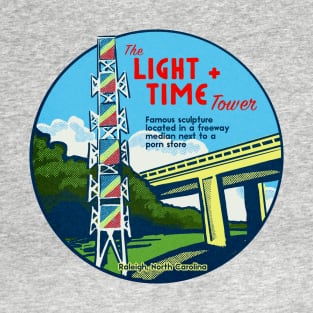 Light + Time Tower, Raleigh NC, Vintage Style Travel Decal T-Shirt